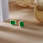 Aesthetic Emerald Green Gemstone Earrings Gift for Her - Vintage Jewellery